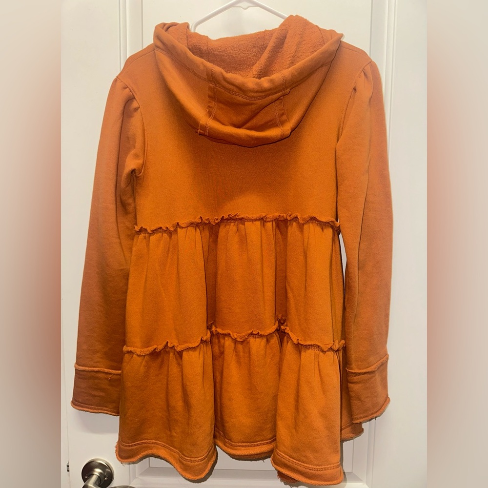 Free People Tiered Trapeze Zip-Up Sweatshirt Hoodie Drawstring Pockets Top XS - Picture 4 of 4